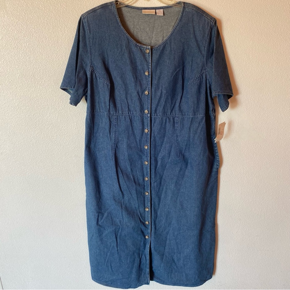 Liz Claiborne Denim Button-Front Midi Dress in Blue